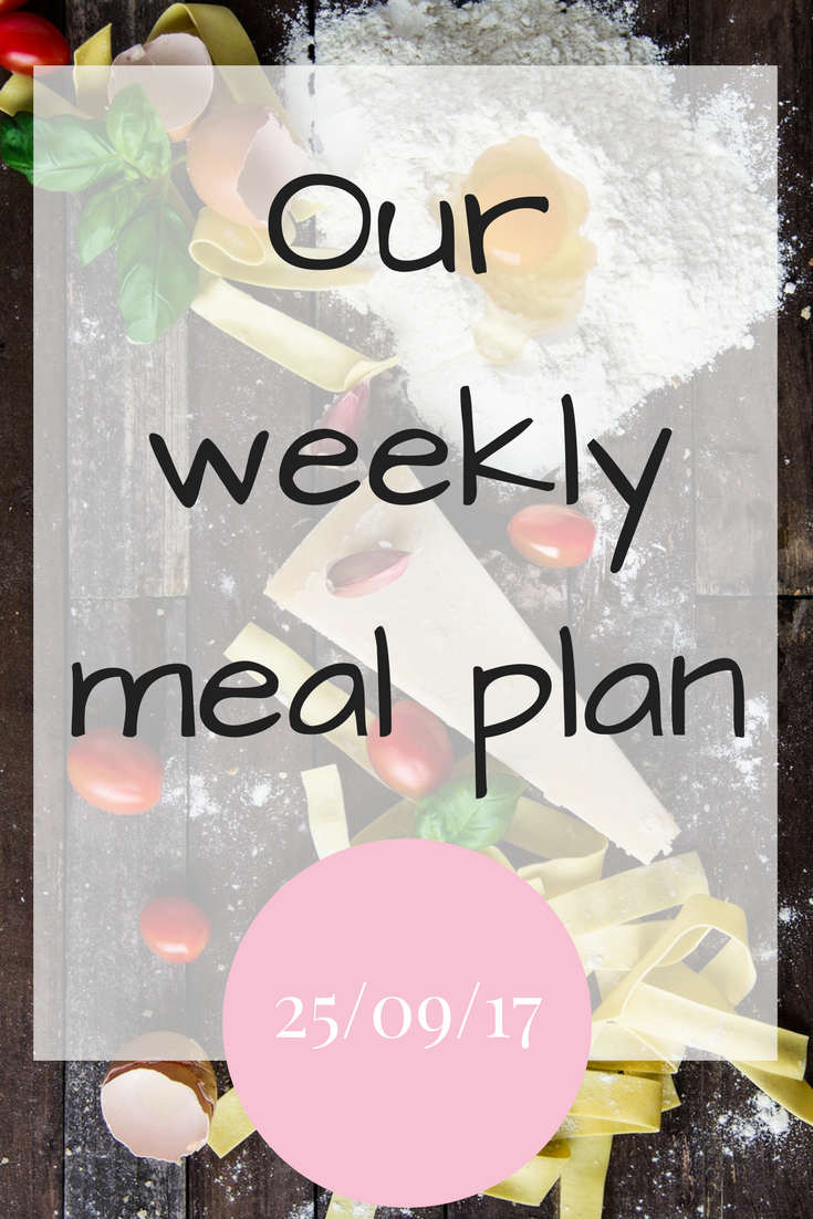 Our weekly meal plan – 25/09/17