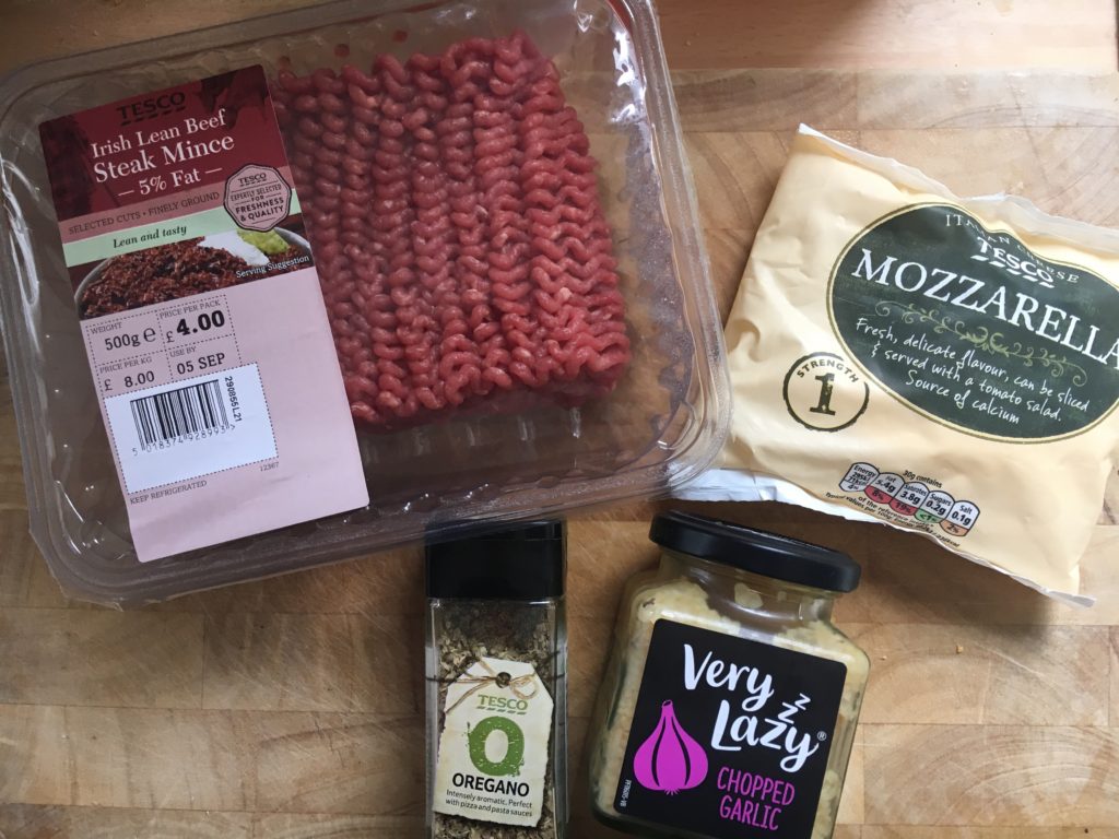 Ingredients for our Mozzarella meatballs and tagliatelle - perfect for the whole family