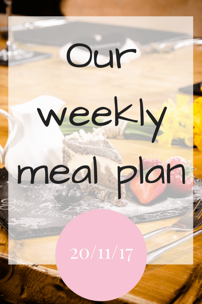 Weekly meal plan 20/11/17