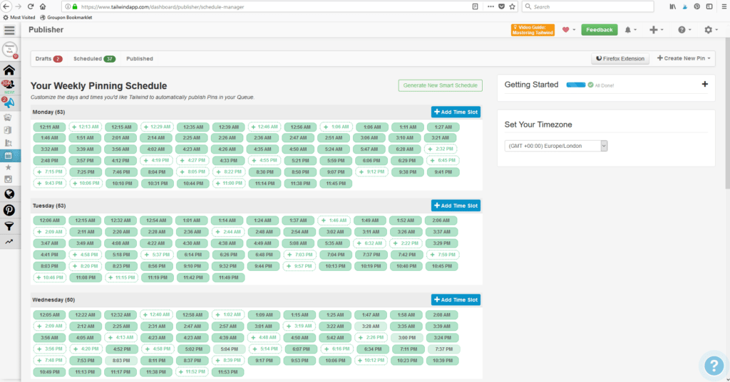 Tailwind Pinterest Schedule