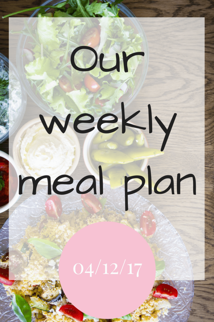 Our weekly meal plan 0412