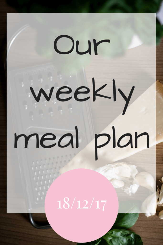 Our weekly meal plan 191217