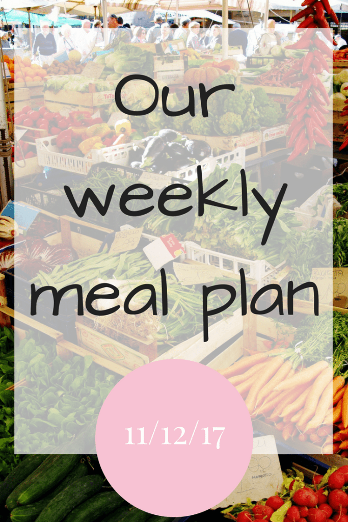 Our weekly meal plan 11 December 2017