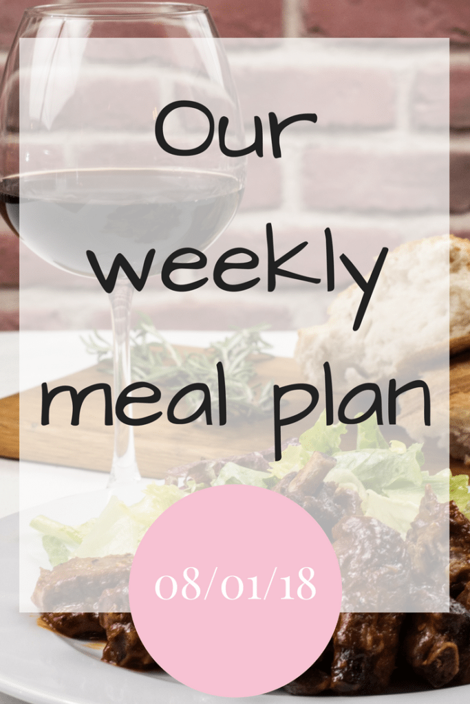 Our weekly meal plan 080118