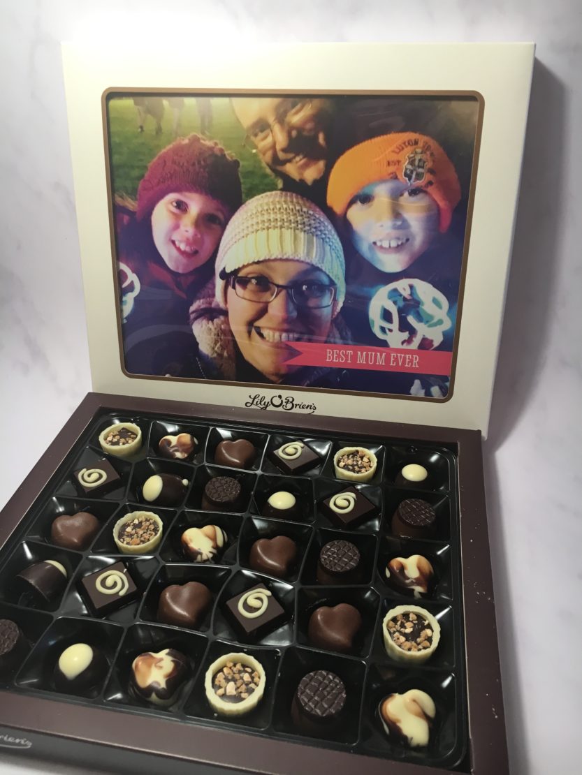 Gifts for mum this Mother’s Day - Funky Pigeon Lily O'Briens personalised chocolates