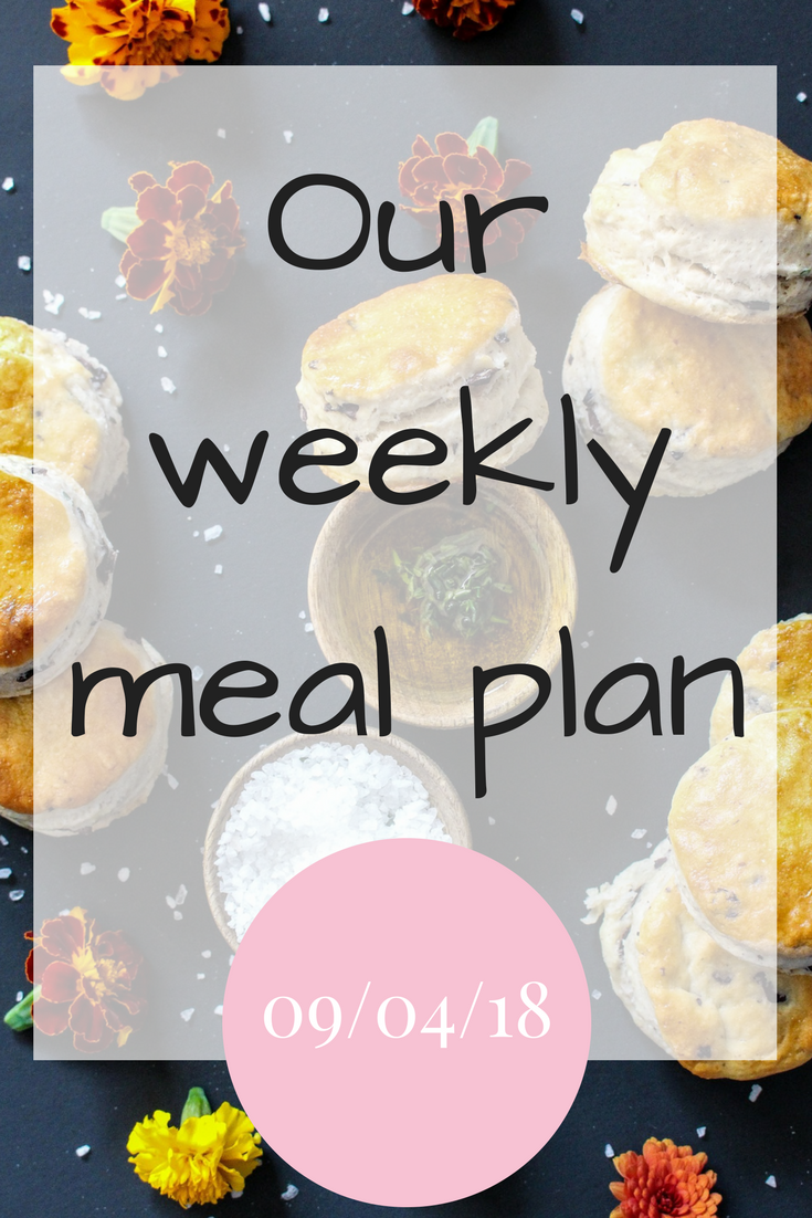 Our weekly meal plan 9th April 2018