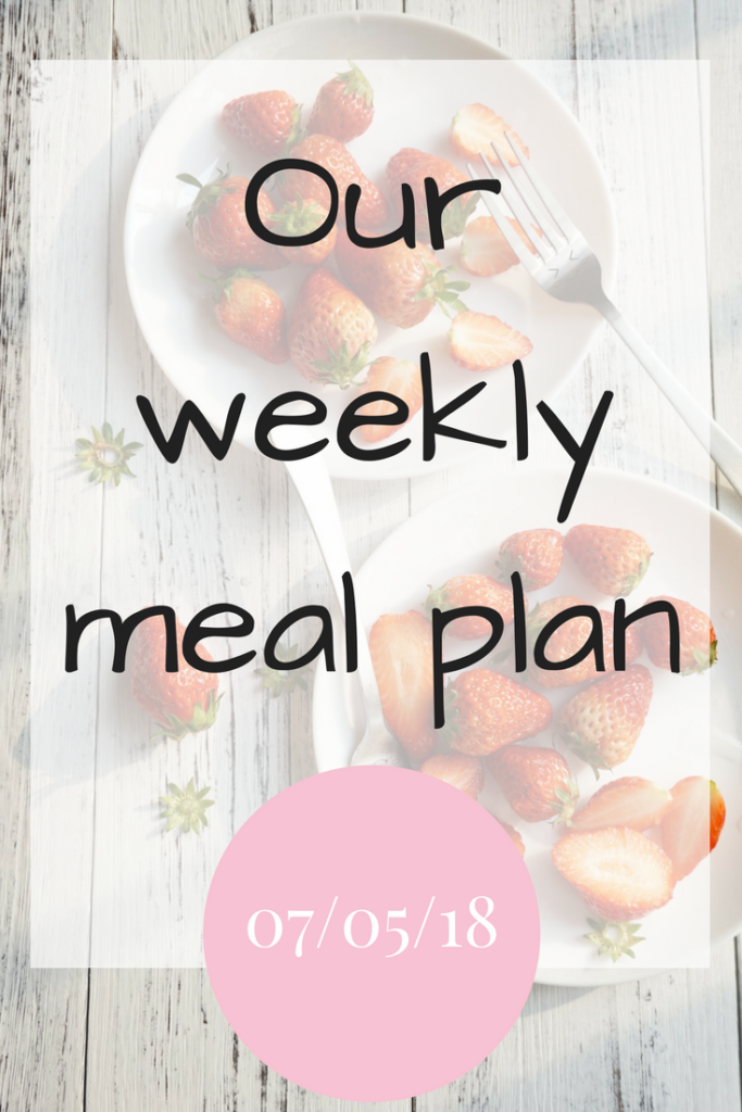 Our weekly meal plan 7th May 2018