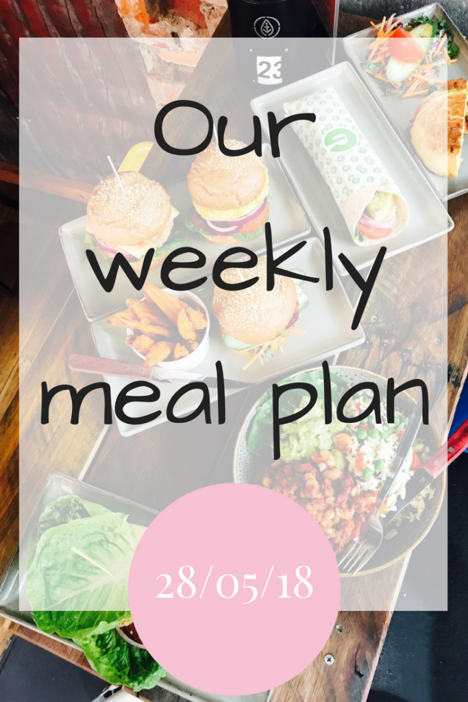 Our weekly meal plan for the week 28/05/18