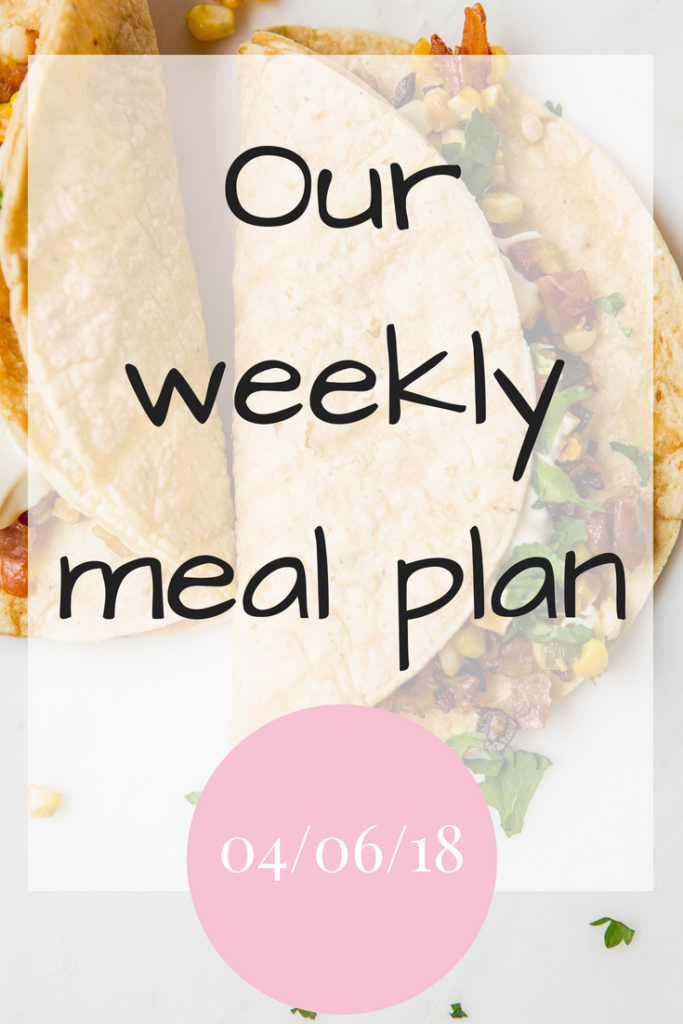 Our weekly meal plan 04/06/18