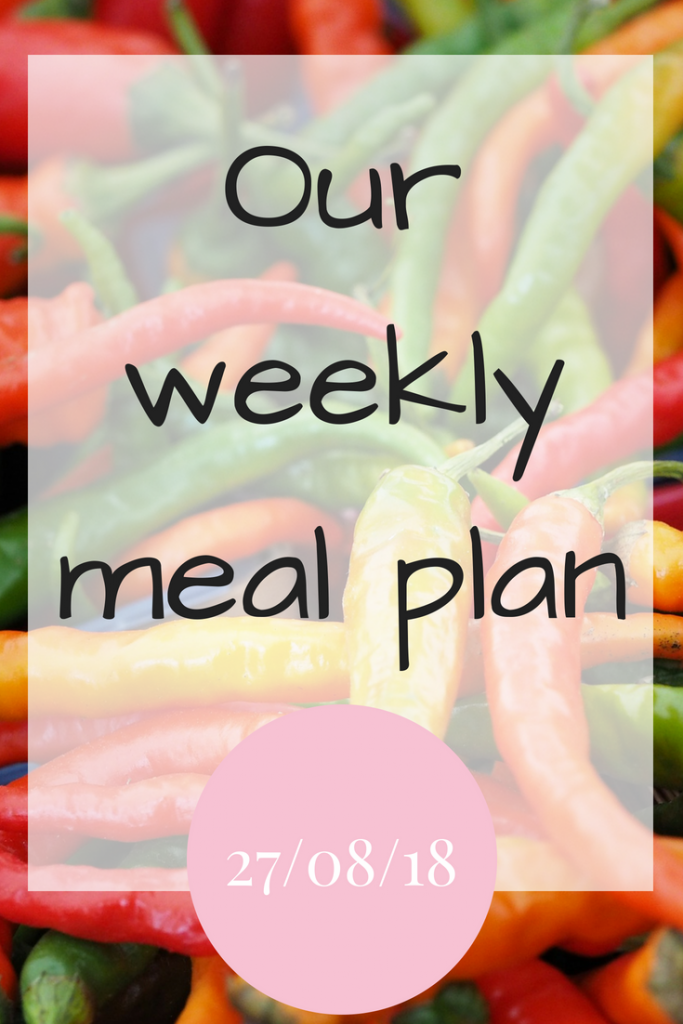 Our weekly meal plan 27/08/18