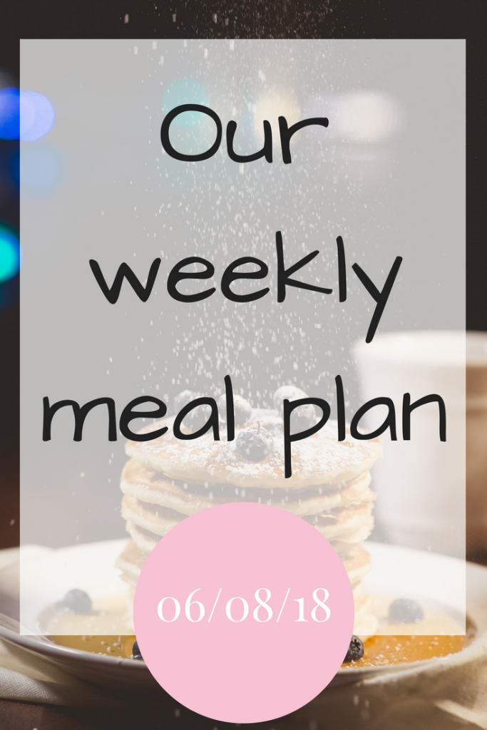 Our weekly meal plan 6th August 2018 #FamilyMealPlanning #MealPlans #DinnerInspration