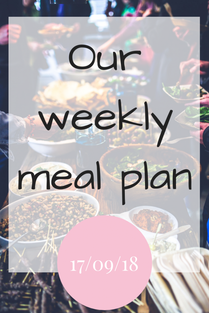 Our weekly meal plan 17th September 2018