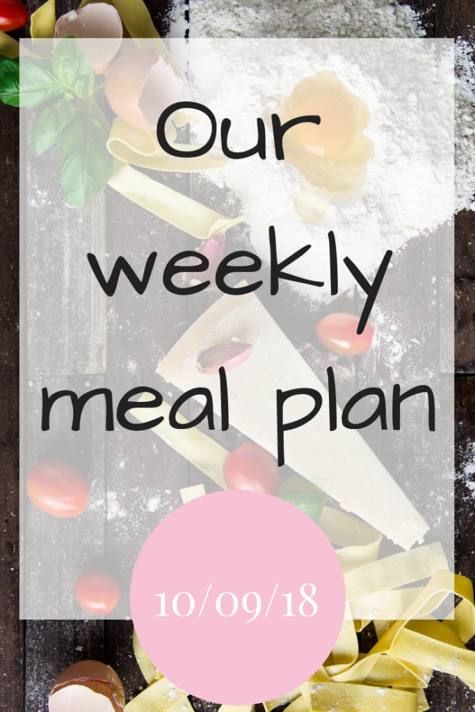 Our weekly meal plan - 10/09/18