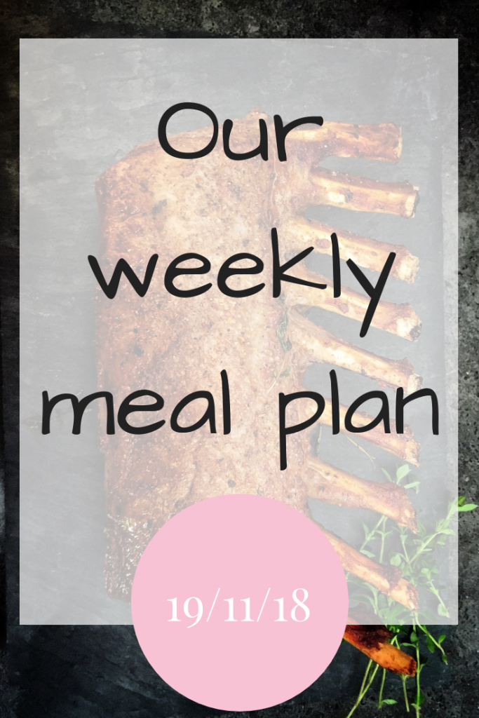 Our weekly meal plan 19th November 2018