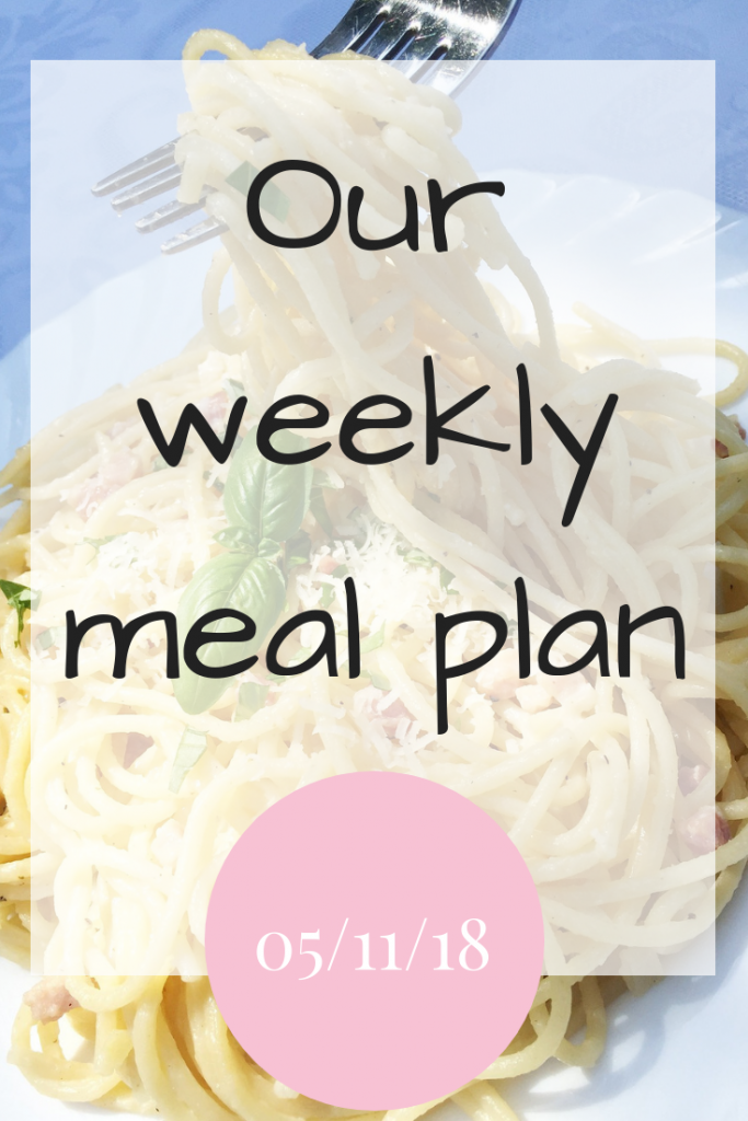 Our weekly meal plan 5th November 2018