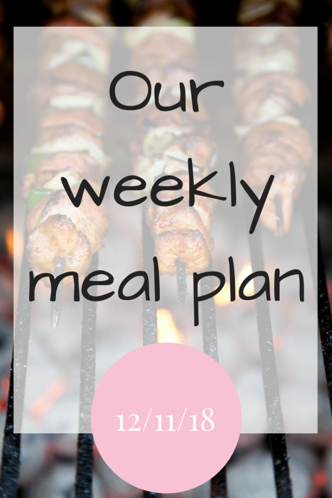 Our weekly meal plan 12th November 2018