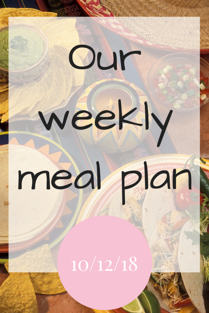 Our weekly meal plan - 10th December 2018