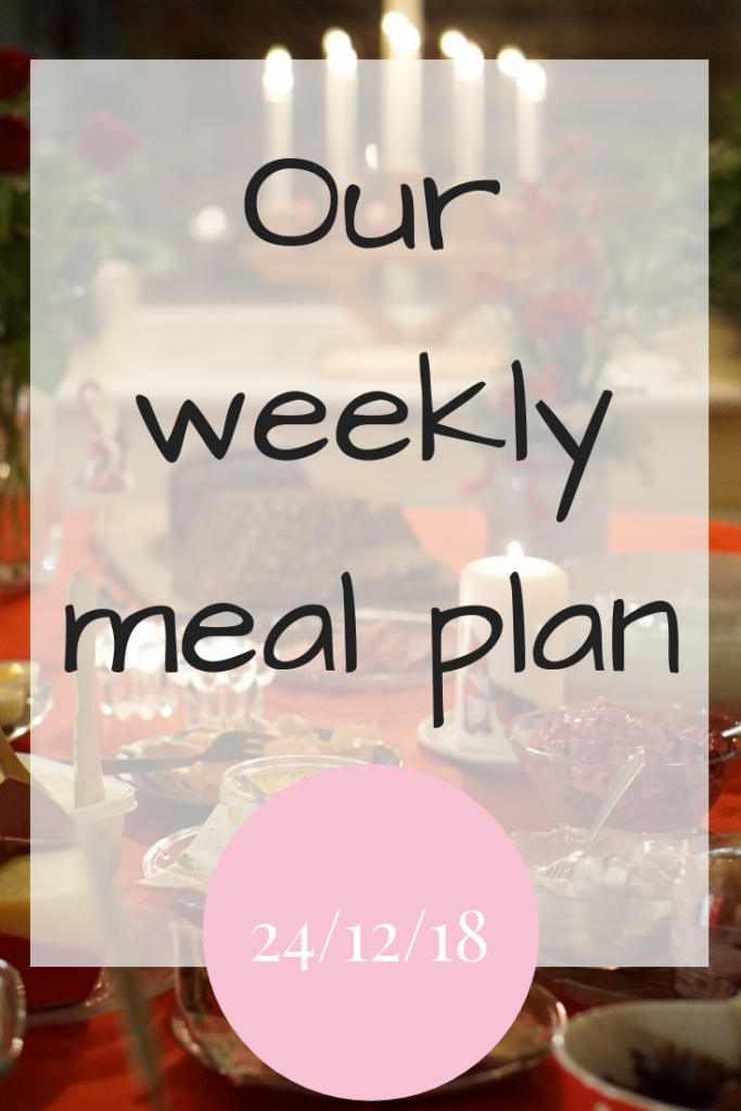 Our weekly meal plan - 24th December 2018