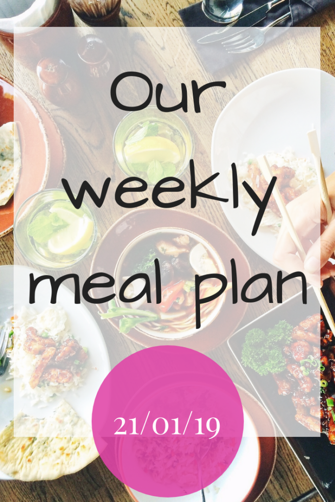 Our weekly meal plan - 21st January 2019