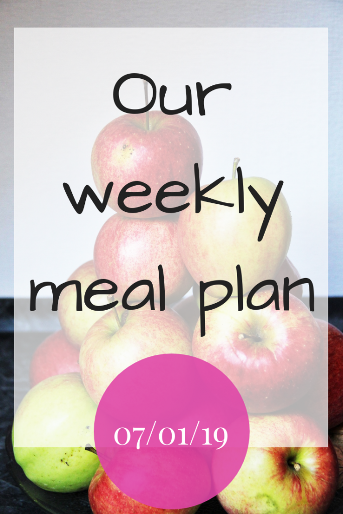 Our weekly meal plan - 7th January 2019