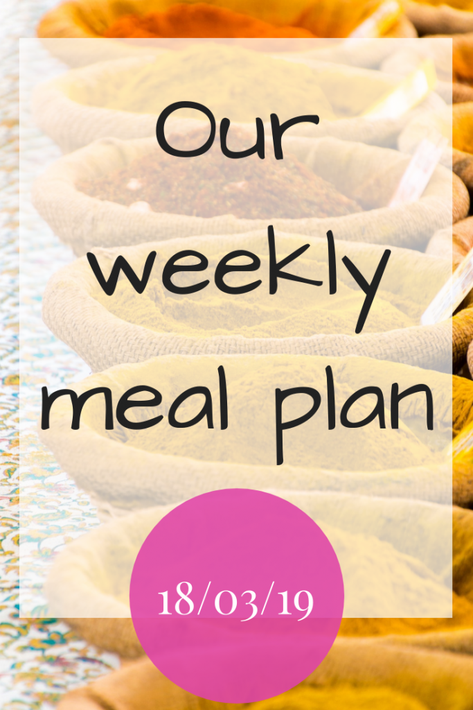 Our weekly meal plan - 17th March 2019