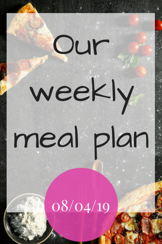 Our weekly meal plan - 8th April 2019