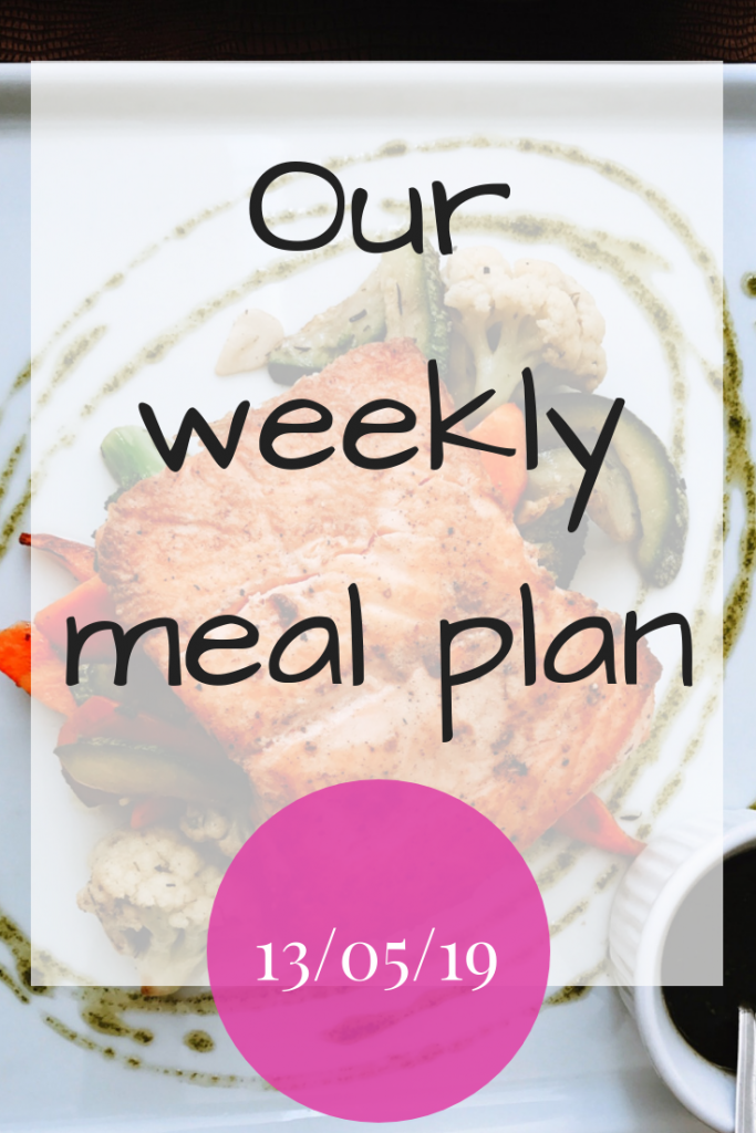 Our weekly meal plan - 13th May 2019