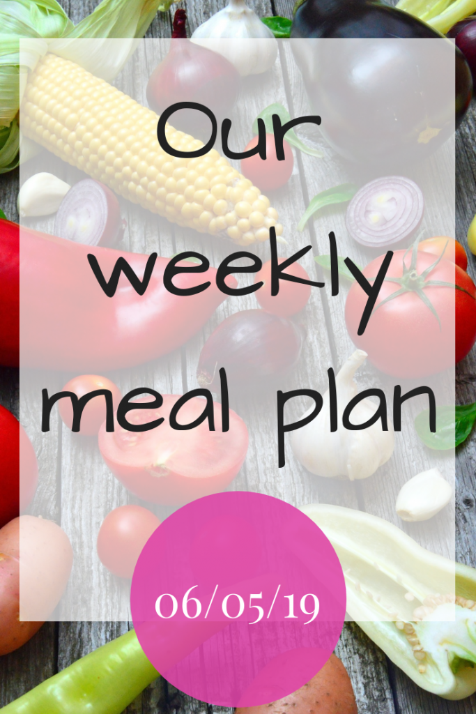 Our weekly meal plan - 6th May 2019