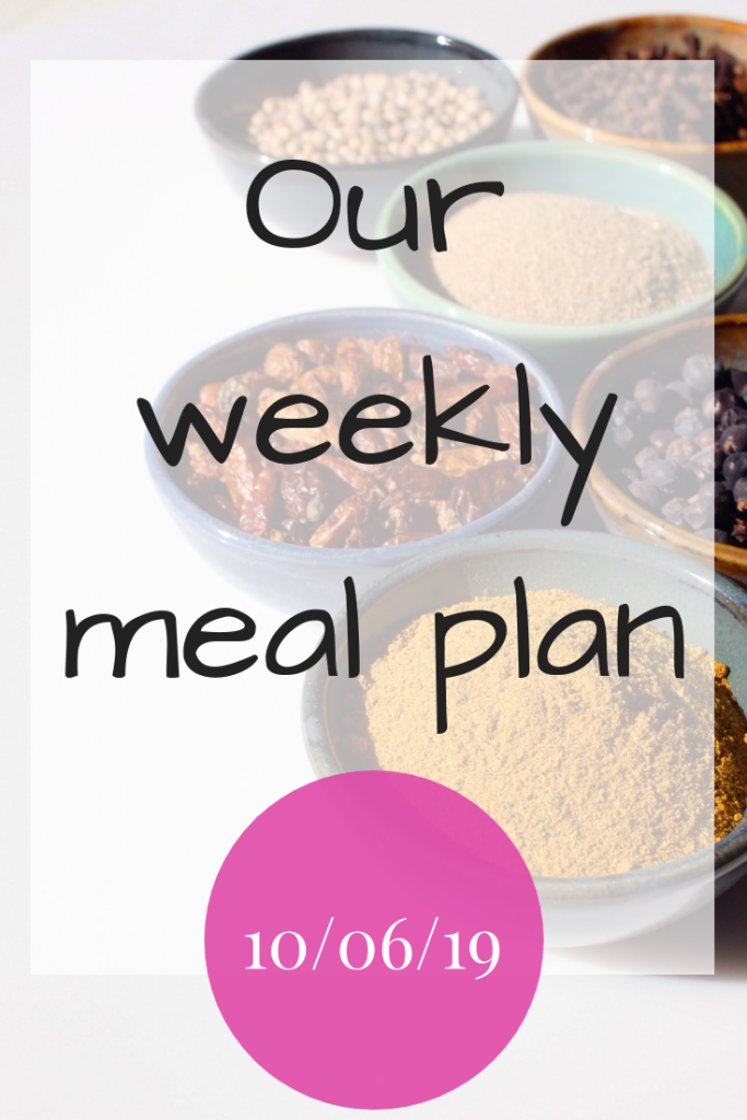 Our weekly meal plan 10th June 2019