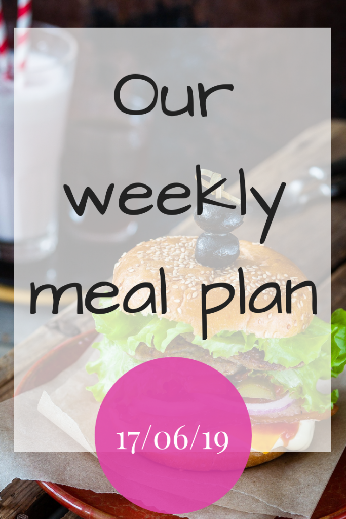 Our weekly meal plan - 17th June 2019