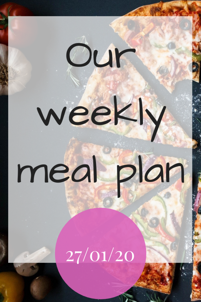 Our weekly meal plan 27th January 2020