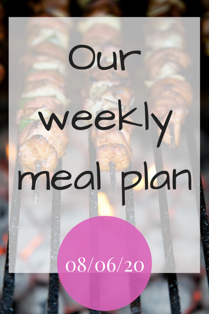 Our weekly meal plan - 8th June 2020