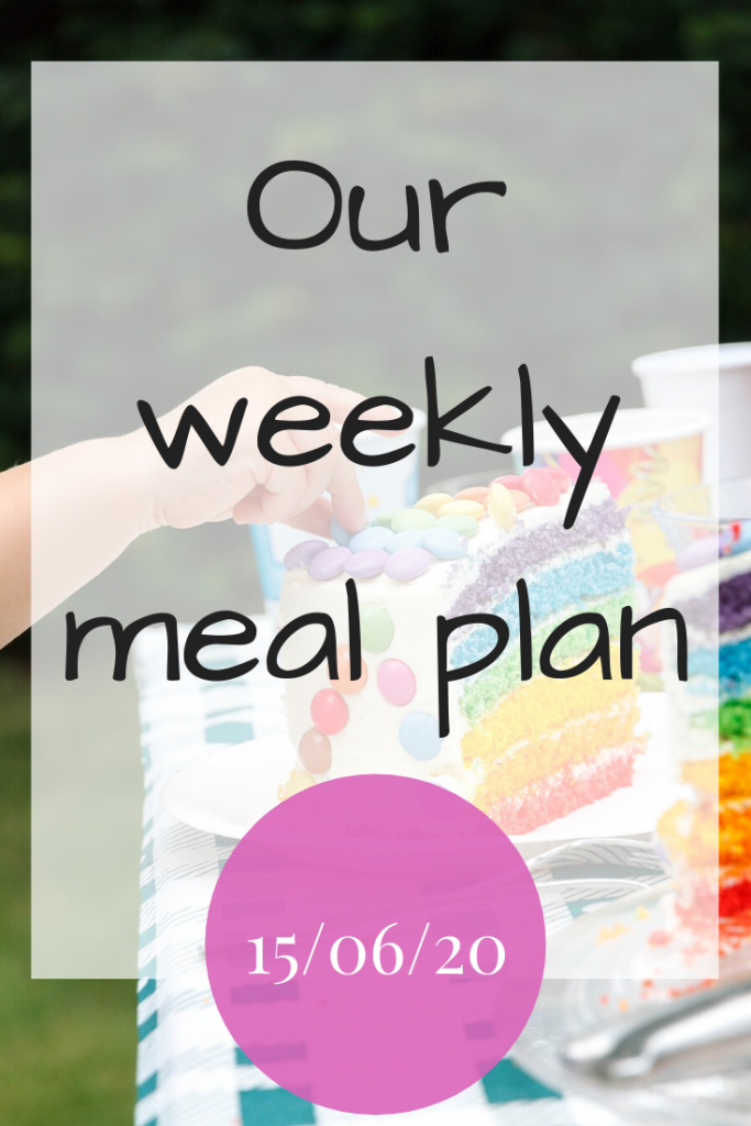 Our weekly meal plan - 15th June 2020