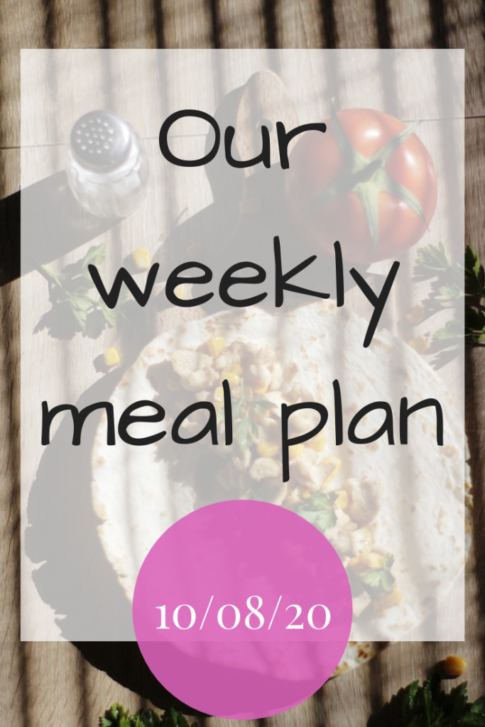 Our weekly meal plan - 10/08/20