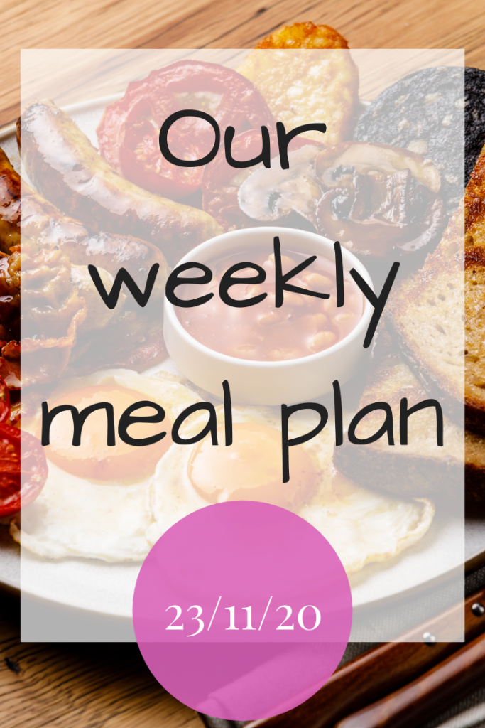 Our weekly meal plan - 23/11/20