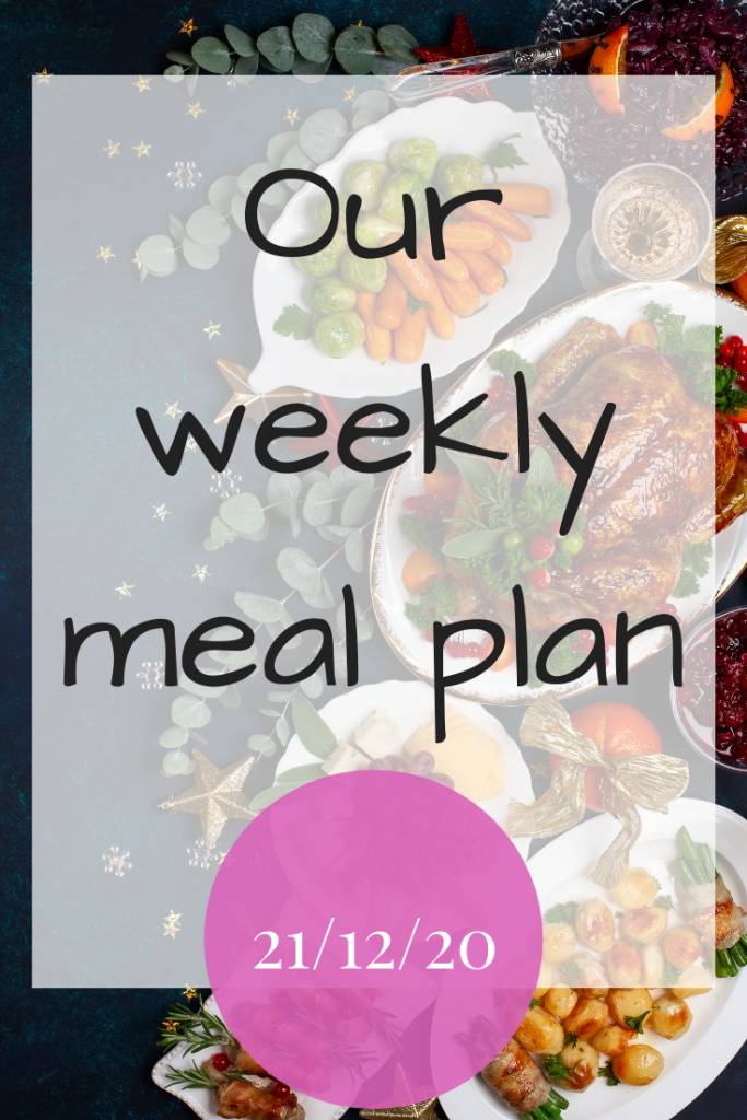 Our weekly meal plan - 21/12/20