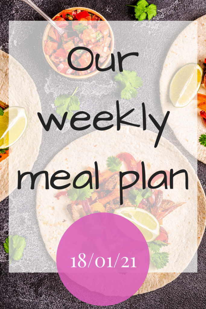 Our weekly meal plan - 18th January 21