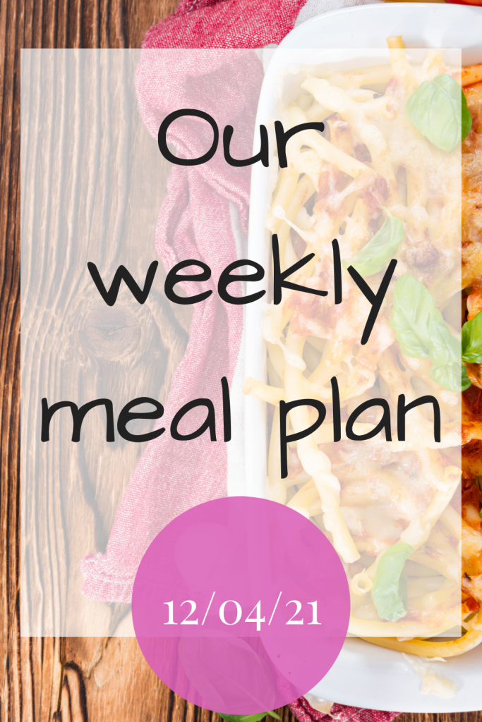 Weekly meal plan - 12th April 21