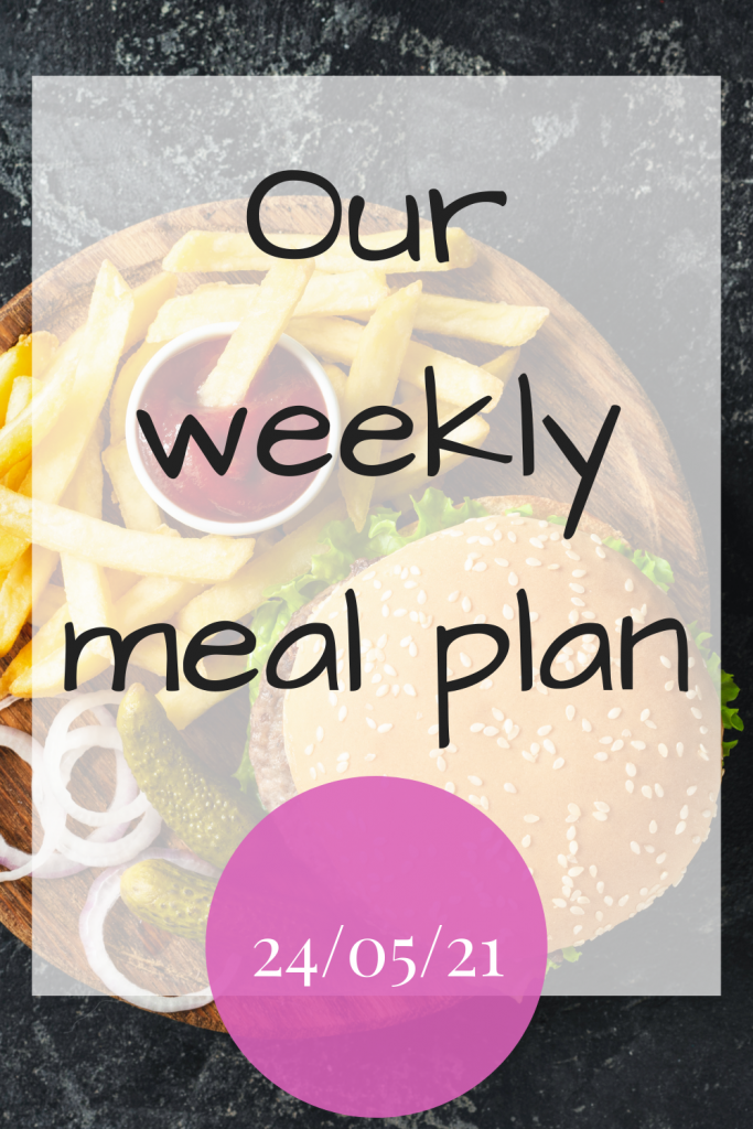 Our weekly meal plan 24th May 2021