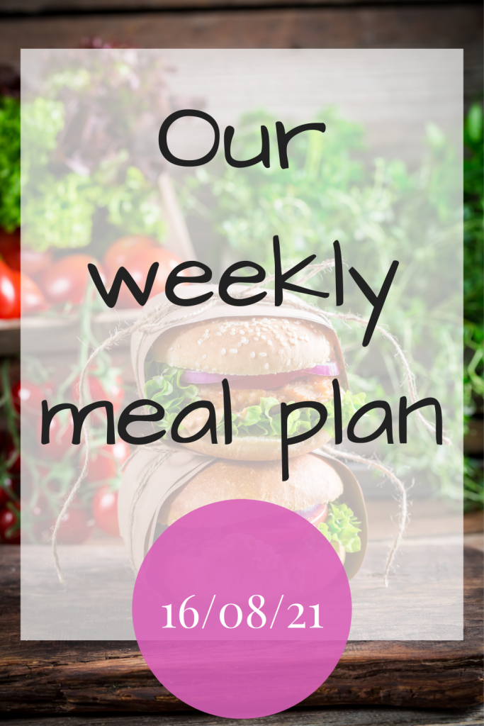 Our weekly meal plan - 160821