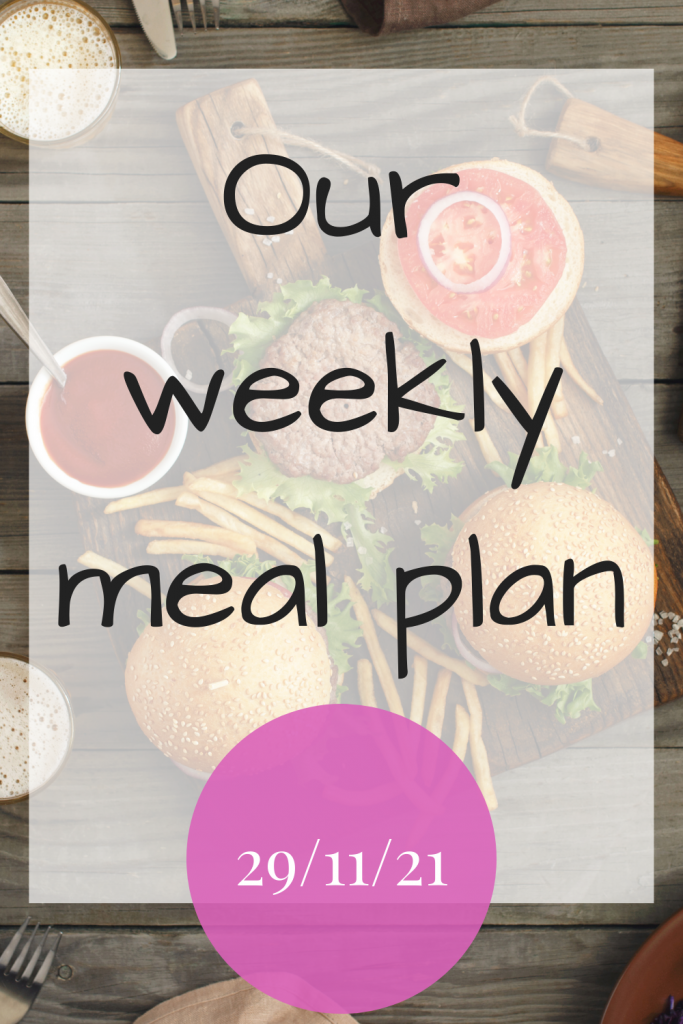 Our weekly meal plan - 29th November 2021