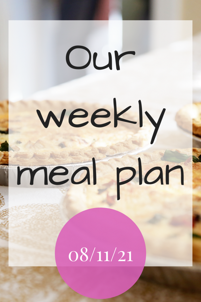 Our weekly meal plan - 8th November 2021