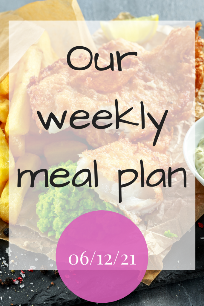 Our weekly meal plan - 6th December 2021