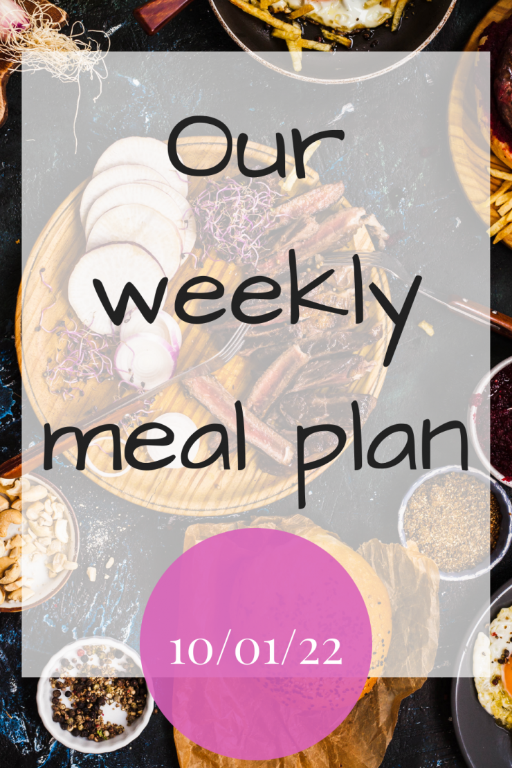 Our weekly meal plan - 10th January 2022