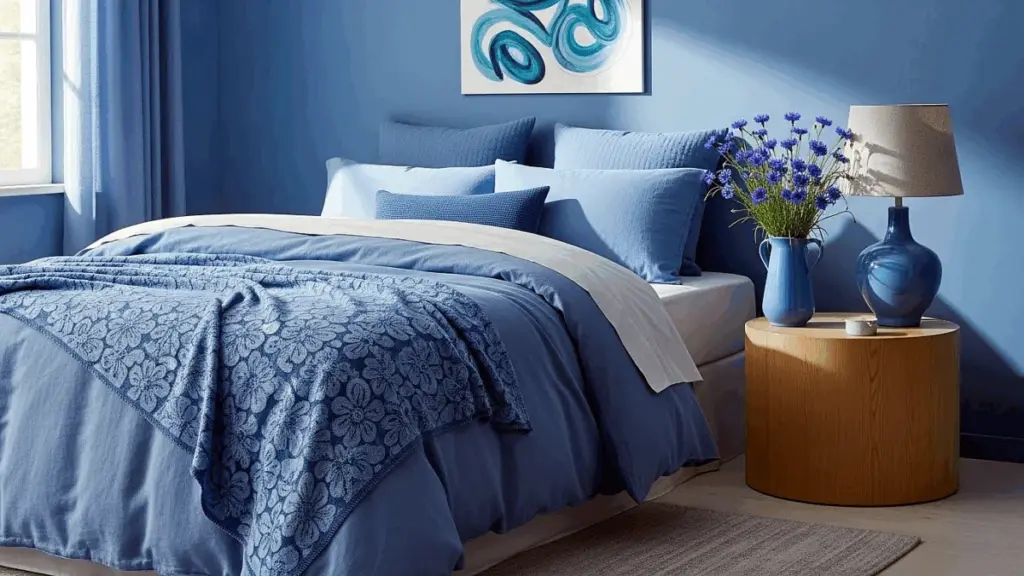 The Ultimate Guide to Calm Bedroom Decor: Transform Your Sleep Sanctuary 1 Colour drenching cornflower bedroom decor
