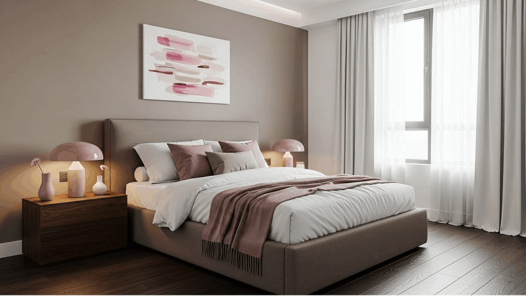 The Ultimate Guide to Calm Bedroom Decor: Transform Your Sleep Sanctuary 4 Taupe dusky pink accents bedroom decor