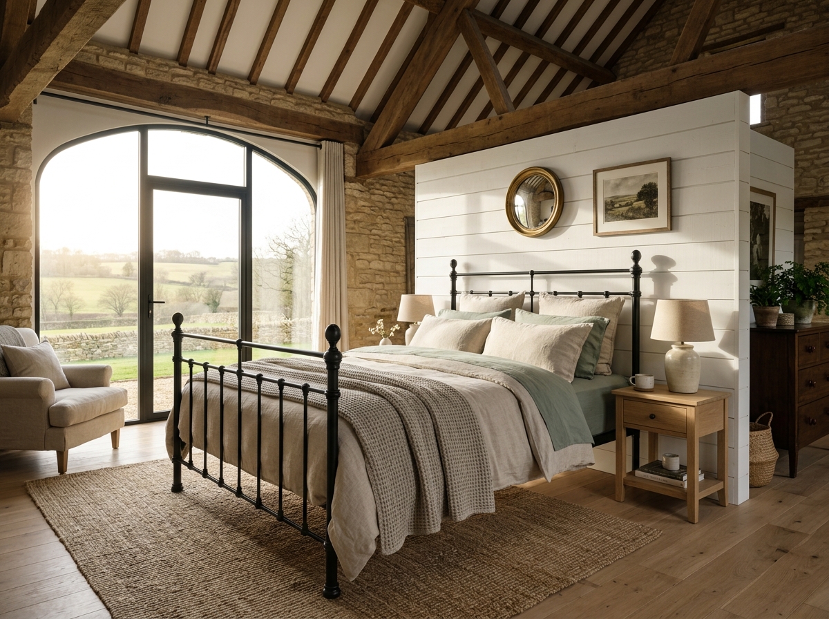 The Farmhouse Bedroom Blueprint: Designing a Cosy, Timeless Retreat 1 Bedroom with black iron bed